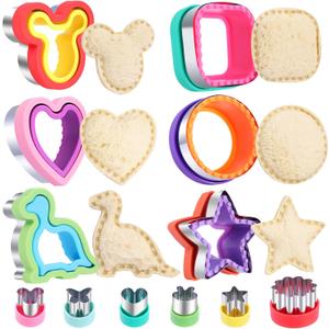 12 Pcs Sandwich Cutter and Sealer Set, Bread Decruster Pancake Maker DIY Cookie Cutters Vegetable Cutter Shapes for Kids, Ideal for School Lunch Boxes and Bento Boxes Boys Girls