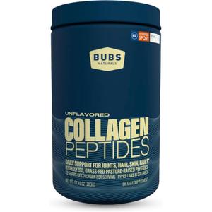 BUBS Naturals Unflavored Collagen Peptides Powder, Best Proteins for Joints & Skin, Pasture Raised Grass Fed, Paleo and Keto Friendly, Whole30 Approved, Non-GMO Dairy & Gluten Free, 10oz, 14 Servings (EXP 03/20/29)