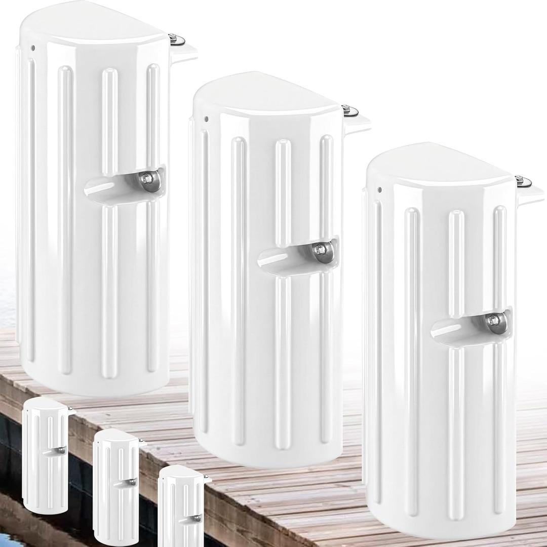 Dock Fenders Bumpers,Boat Dock Bumpers for Edge or Side,Marine Fender Guard Vertical Protection,Soft Durable Construction,Includes Mounting Hardware,3 PackWhite