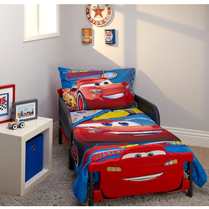 Disney Cars Rusteze Racing Team 4 Piece Toddler Bedding Set, Blue/Red/Yellow/White