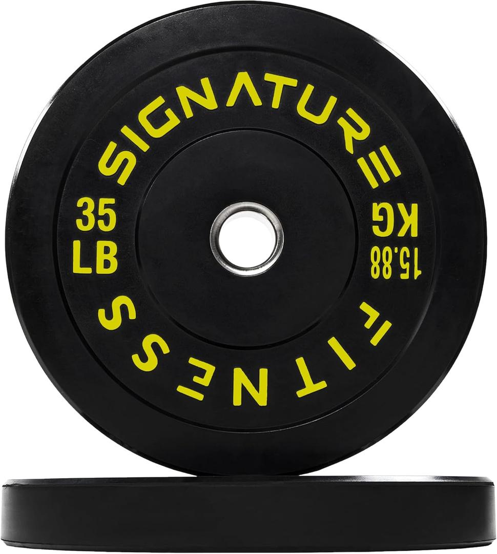 Olympic Bumper Plates with Steel Hub 2-Inch Weight Plates for Strength Training & Weightlifting, Pairs or Sets or Sets with Barbell, Style: 35 lbs