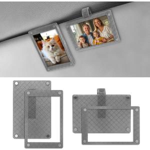 2 Pack Car Visor Picture Frame - 2.5x3.6 inch car Photo Holder Visor Clips- Magnetic Picture Holder- Stylish Car Accessories Fit for Most Vehicles (Gray)