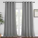 NICETOWN Blackout Silver Grey Curtains 90 inch Length - Triple Weave Energy Saving Thermal Insulated Solid Grommet Blackout Draperies for Bedroom/Living Room (1 Panel, W52 x L90)