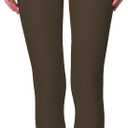 High Waisted Leggings for Women - Fold Over Tummy Control Yoga Leggings Compression Workout Athletic Gym Pants (Brown, L)