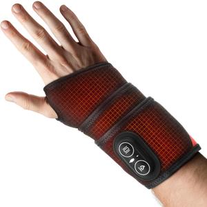 Cordless Wrist Heating Pad for Carpal Tunnel & Arthritis, Heated Wrist Brace with Vibration Massage Pain Relief, Adjustable Heated Wrist Wrap for Typing Office Home Women Men (Black Orange)
