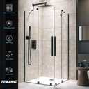 FPXRNG Black Shower Faucet Set, Rainfall Shower System with Square Shower Head and Handle Set, Wall Mounted Shower Fixtures, Full Metal Trim Repair Kit 10 inch Matte Black (With Shower Valve)