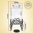 2.5 Gallon Glass Beverage Dispenser with Stand & Stainless Steel Spigot Large Mason Jar Drink Dispenser for Sun Tea, Kombucha, Iced Tea, Lemonade, Sangria & Cold Drinks