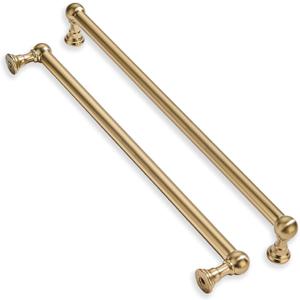 khtumeware 1 Pack Appliance Handle Pull 18 Inch Hole Center Brushed Brass Cabinet Pulls Heavy Duty Solid Satin Gold Cabinet Handles for cabinets Dressers Kitchens Handles Bathroom cabinets