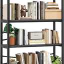 4 Tier Bookshelf 31.49" Width, Tall Book Shelf Storage and Organization, Wooden and Metal Industrial Bookcase, Large Book Shelves for Home Living Room Bedroom Office Storage(Black)