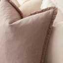 Foindtower Decorative Linen Fringe Throw Pillow Covers Cozy Boho Farmhouse Cushion Cover with Tassels Soft Accent Pillowcase for Chair Sofa Bed Living Room Home Decor, 2626 Inch,1PC,Dusty Pink