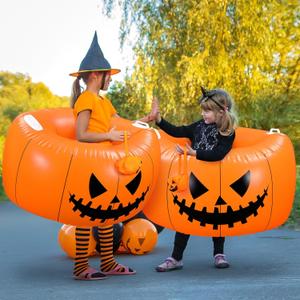 2 Pack Halloween Pumpkin Inflatable Human Hamster Balls, 40" x 22" Human Bumper Body Bubble Balls Halloween Pumpkin Game Inflatable Beach Ball Toys for Outdoor Sport Yard Party Play