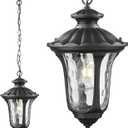 Outdoor Pendant Light for Porch, Exterior Hanging Lantern Outdoor Chandelier in Black Finish for Entryway, Doorway, Farmhouse, Foyer