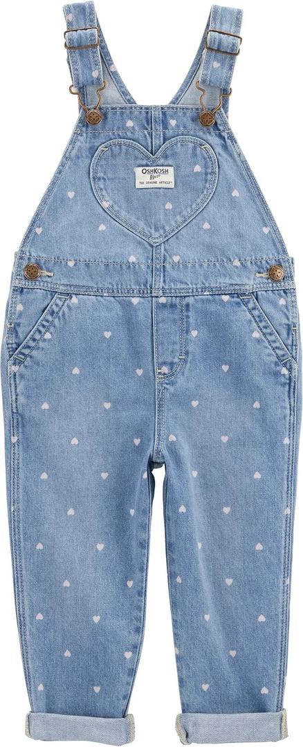 Oshkosh B'Gosh Girls World's Best Overalls, Blue Heart, 6M
