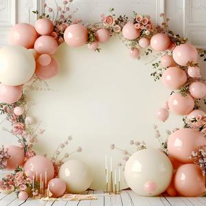 7.2FT Ivory Round Backdrop Cover for 5 to 7.2ft Circle Arch Stand - Haefoo Adjustable Wrinkle Free Circle Backdrop Cover for Birthday, Wedding Arch, Baby Shower Photography Background Party Decor