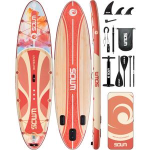 11'*33"/34" Inflatable Stand Up Paddle Board for Beginners,400/420lbs Capacity, Anti-Slip EVA Deck, Includes Adjustable Paddle, Pump, Backpack & SUP Accessories for Surfing, Fishing, Yoga & More