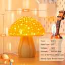 BOHON Mushroom Lamp, Ceramic Bedside Table Lamp for Bedroom Nightstand, Retro Vintage Orange Night Light, Small Aesthetic Lamp for Living Room Desk Home Decor, LED Bulb Included, Orange