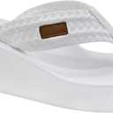 MALIDA Womens Wedge Arch Support Flip Flops Cushion Soft Rubber Midsole Platform Thong Sandals with Rubber Sole (7, White)