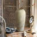 Ceramic Rustic Farmhouse Vase, 15 Inch Beige Flower Vases for Home Decor, Rustic Pottery Vase for Table Centerpieces & Living Room, Farmhouse Ceramic Vases for Entryway & Wedding Gifts