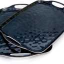 TP Serving Trays with Handles, 19 Inch Large Rectangular Melamine Serving Platter Set of 2, Retro Black