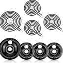 Electric Stove Burner Drip Pans WB31M19(8) WB31M20(6) Electric Stove Top Burner Replacement WB30M1(6") WB30M2(8") Compatible for G-E Hot-point Ken-more General Electric Stove Parts by MIFLUS (Black Drip Pans 1*8in 3*6in and Stove Burner 1*8in 3*6in)