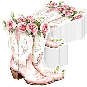 Janlaugh 100 Pcs Pink Western Cowgirl Spring Floral Napkins Paper Pink Boot Floral Party Decorations Paper Guest Towel Disposable Hand Towels for Bridal Shower Wedding Table Decor Party Supplies