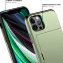 Nvollnoe for iPhone 12/iPhone 12 Pro Case with Card Holder Heavy Duty Protective Dual Layer Shockproof Hidden Card Slot Slim Wallet Case for iPhone 12/12 Pro for Men&Women(Green)