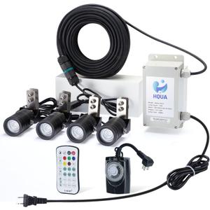 HQUA FSL01 120V AC LED RGB Color-Changing LED Fountain Light Sets, 4 Light Sets,with 100 Cord for HQUA-FS01 HQUA-FS02 Large Pond Floating Fountain