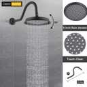 Antique Shower System with Body Jets - 9" Wall Mounted Rainfall Head and Vintage Brass Ceramic Handheld Spray, 3 Way Diverter Brass Rough-in Valve Trim Kit, Matte Black