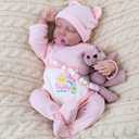 Aori Lifelike Reborn Baby Dolls - 18-inch Realistic Newborn Sleeping Baby Girl Doll, Nice Gift Set for Kids,Grandparents (Pink)