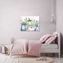 Fall Canvas Wall Art - Eucalyptus Leaf Thanksgiving Pumpkin Patch - Modern Wall Decor Gallery Canvas Wraps Giclee Print Stretched and Framed Ready to Hang - 12" x 16" (Sky Blue White)