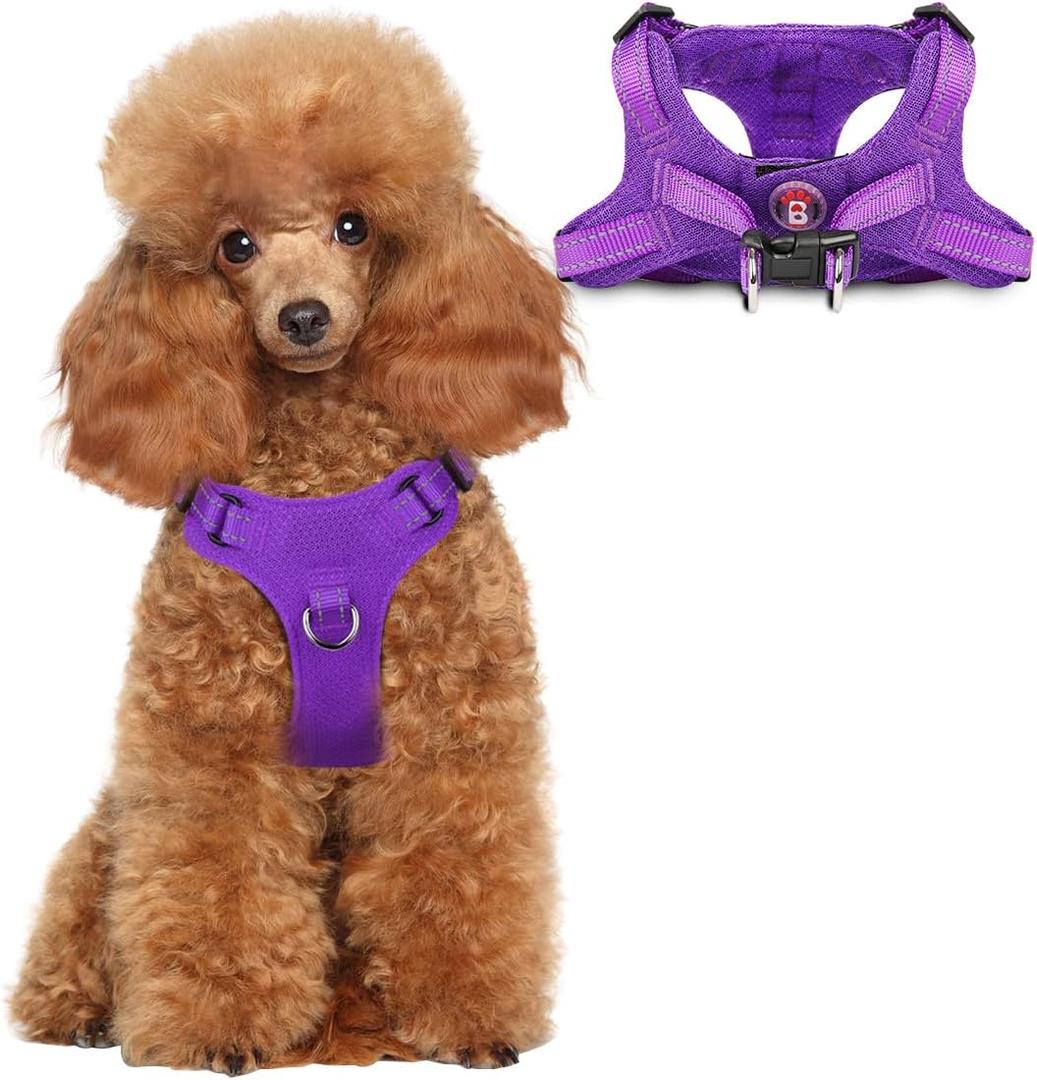 Dog Harness Step in Dog Vest Harness, Reflective Adjustable Puppy No Pull Harness Breathable Soft for Small and Medium Dogs Cats, Purple, XS