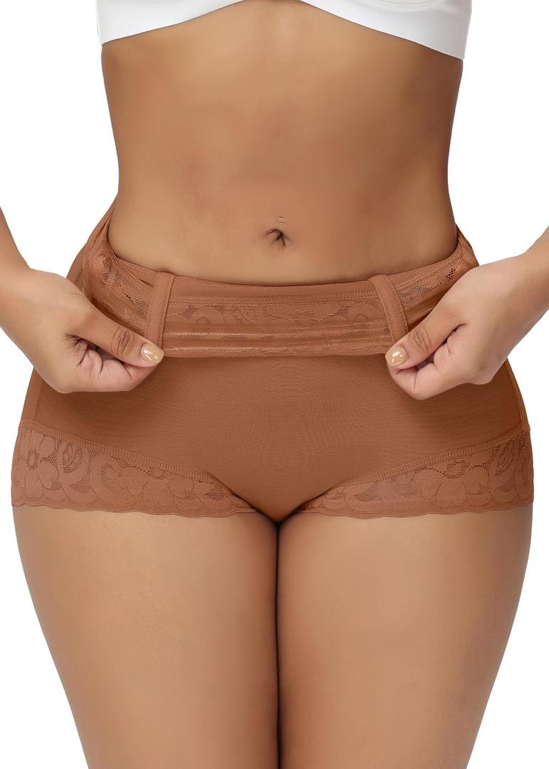 SHAPSHE Tummy Control Shapewear Shorts Fajas Colombianas Moldeadoras Compression Underwear Flat Tummy Butt Lifter Panties (Medium, Brown)