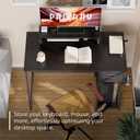 Pamray 39 Inch Computer Desk with Monitor Stand Small Home Office Desks with Non-Woven Storage Drawer for Bedroom Study Table Writing and Work Desk Espresso Gray,Gray Leg
