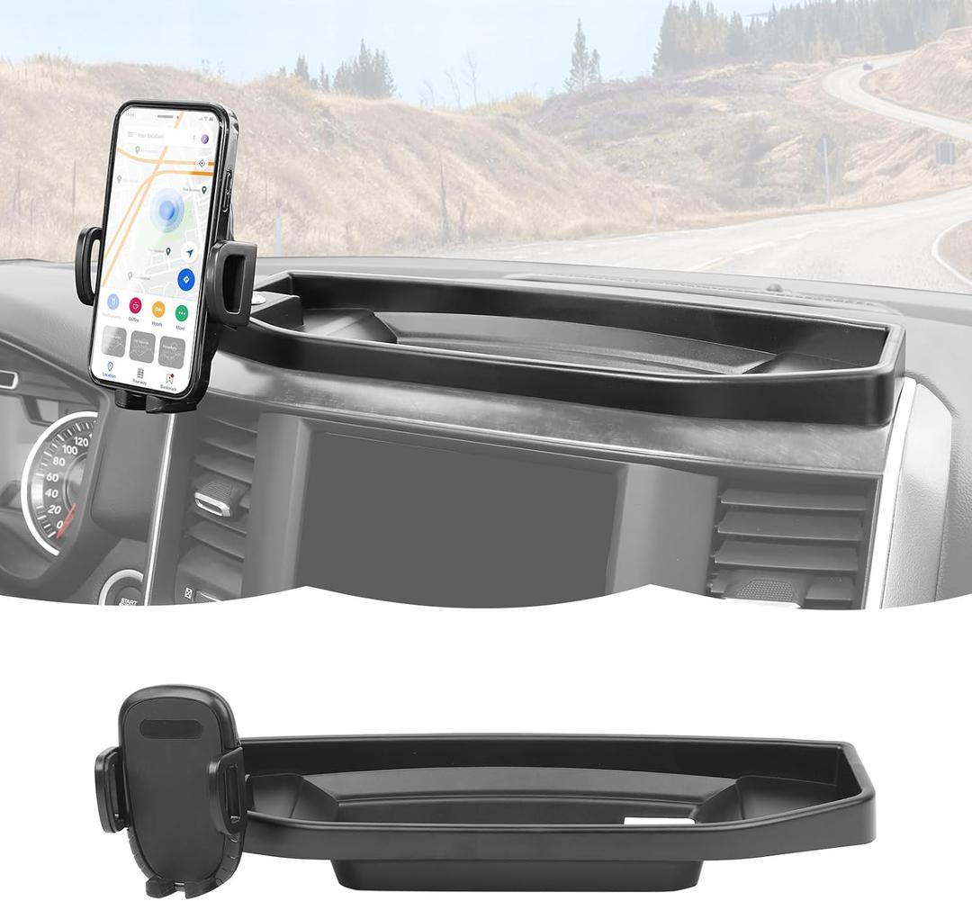RT-TCZ Cell Phone Holder Dash Mount Holder with Storage Box Bracket Center Console Interior Accessories Compatible with Dodge RAM 2018-2023,for 8.4-inch Screen