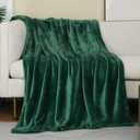 Forest Green Flannel Fleece Throw Blanket Throw Size(50 by 60 Inches),Green Throw Blanket for Couch Sofa Bed 280GSM,Super Soft Plush Cozy and Lightweight Warm Bed Blanket for All Season