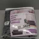 WEERRW 4 Pieces Velvet High Stretch Couch Covers for 3 Cushion Sofa Slipcovers, Washable Furniture Protector with Non Slip Elastic Bottom, Feature Soft and Thick Plush Fabric, Dark Grey, Large