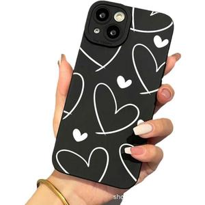 Phone Case for Women/Girls, White Love Hearts Creative Phone Case Compatible with iPhone Xs MAX, Black