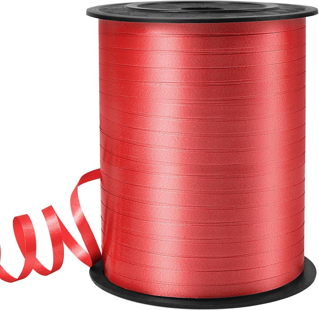 8 x Red Curling Ribbon, 3/16" x 500 Yards, Polyester, Multi-purpose, Solid Red, Classic, For Special Occasions