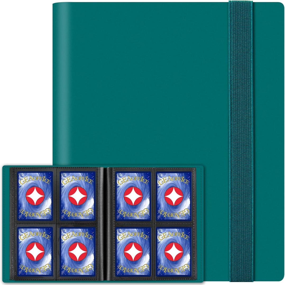 GEAoffice Card Binder - 4 Pocket Trading Card Album Folder - 160 Side Loading Pockets Binder for TCG, MTG, Sports&Game Cards - Gifts for Card Collection (Peacock blue)