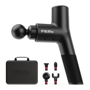FitRx Massage Gun Handheld Deep Tissue Percussion Massager with 6 Speeds and 4 Swappable Heads For Premium Neck Back & Muscle Relief