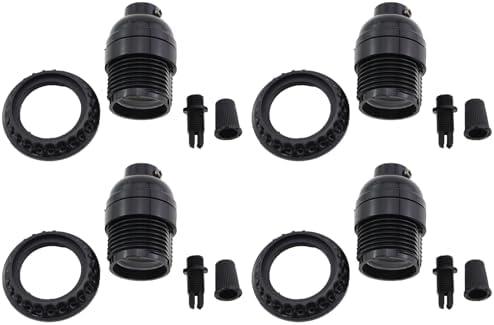 MDXing Set of 8 E26 U.S. Bakelite Half-Thread Heads Plastic Standard Screw Sockets for LED CFL Halogen Incandescent Office and Terrace Bulb Pendant Black