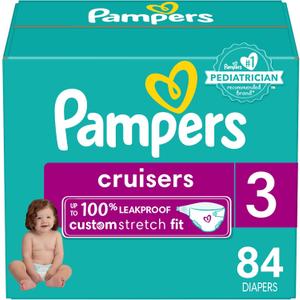 Pampers Cruisers Diapers - Size 3, 84 Count, Disposable Active Baby Diapers with Custom Stretch