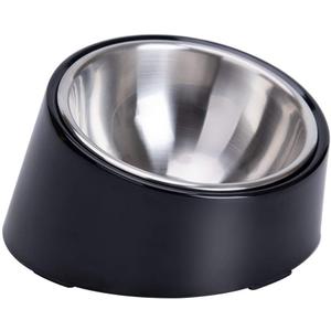 SuperDesign Mess Free 15 Slanted Bowl for Dogs and Cats, Tilted Angle Bulldog Bowl Dog Feeder, Non-Skid & Non-Spill, Easier to Reach Food M/1 Cup Dark Black