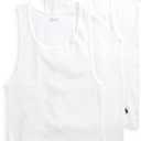 POLO RALPH LAUREN Men's Classic Fit Cotton Tanks 3-pack (3 White/Cruise Navy Pp) SM