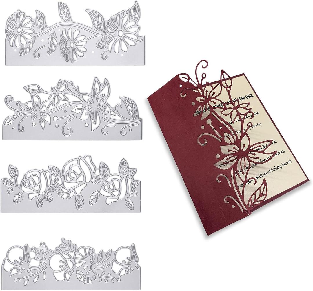 GLOBLELAND Metal Lace Flower Edge Border Cutting Dies Stencils for DIY Scrapbooking Decorative Wedding Invitation Card Making