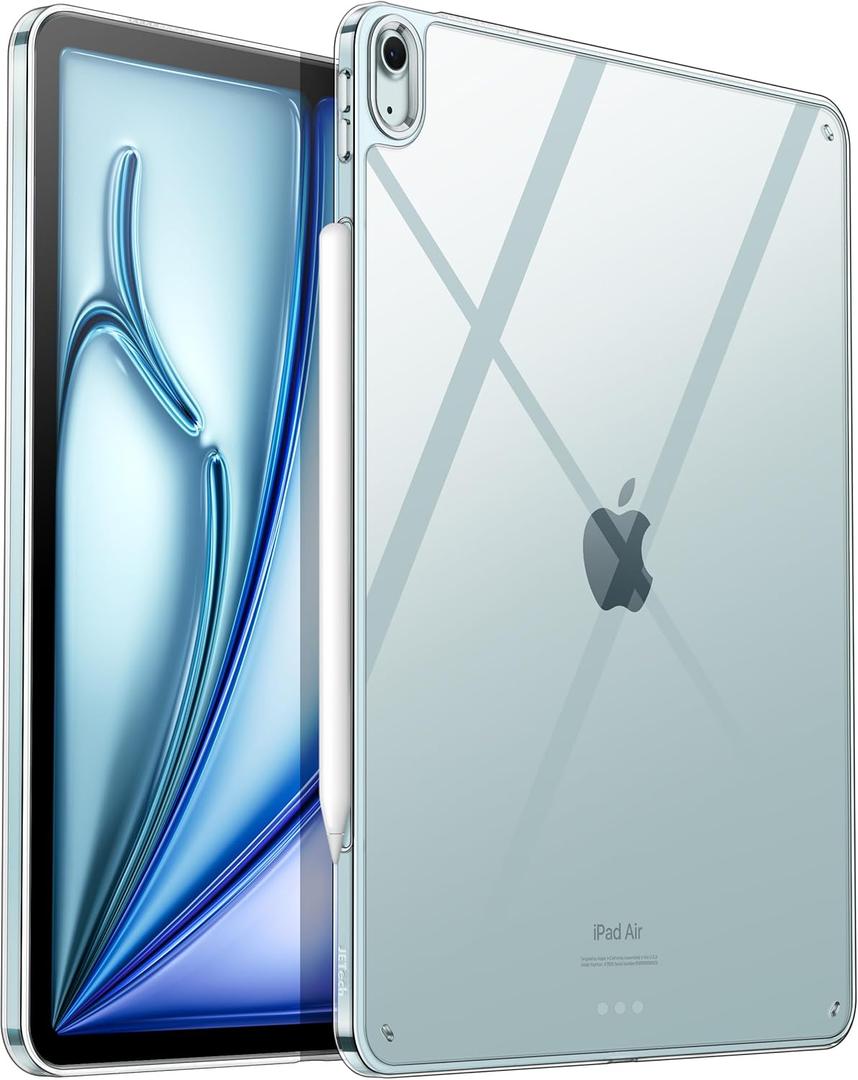 JETech Clear Case for iPad Air 13-Inch M3/M2 (2025/2024), Anti-Yellowing Transparent Shockproof Slim Tablet Back Cover with Hard PC Back and Soft TPU Bumper