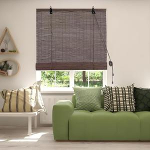 Bamboo Roller Blinds Bamboo Shades Roll Up Light Filtering Window Curtains for Interior Home Patio Porch Brown 32''W X 72''H