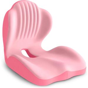 Ergonomic Seat Cushion, Office Chair Seat Cushions with L-Shaped Integrated Design, Memory Foam Orthopedic Cushion with Coccyx Hollow, Lumbar Support & Tailbone Pain Relief for Long Sitting (Pink)