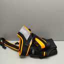 Tool Belt with Suspenders, Adjustable Electrician Tool Belt Organizer with Detachable Tool Pouch Bag & Hammer Holder, Heavy Duty Tools Pouch Belt for Carpenter Electrician Framers (Black Orange)