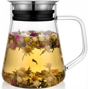 Aquach 27oz Glass Teapot with Smart Filter Lid, Stovetop Safe Borosilicate Glass Tea Kettle with Built-in Stainless Steel Infuser, Dishwasher Safe Hot & Iced Tea Maker, Plastic-Free